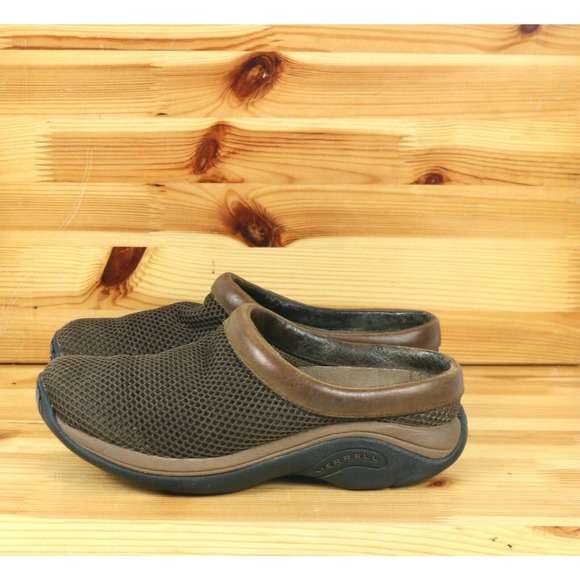 Merrell Encore Breeze 3 Women's Brown Mesh Slip On Mules Shoes Sz 6 Leather Trim - Picture 1 of 7